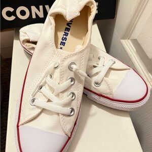 Converse Kids Canvas Sneakers in White and Red
